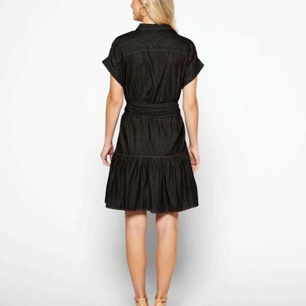 Lauren Ralph Lauren Petite Denim Short Sleeve Shirtdress In Nightfall Wash 8P - Picture 4 of 10